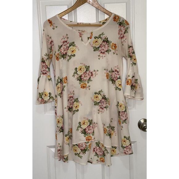 Flamingo Urban Women’s Sheer Boho Flowy Blouse Top Tunic Size Small 3/4 Sleeves - Picture 4 of 4